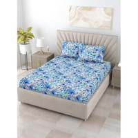 Bombay Dyeing Dream Lover 104Tc 100% Cotton One King Size 274X274Cm / 108 X 108 Inches Bedsheet With 2 Pillow Covers Size 46X69 Cm (7557 Blue Grn, King)