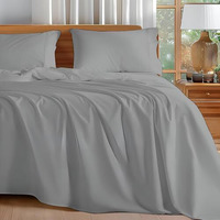 Bhoomi Impex 180 Bed Sheets For King Bed - Brushed Microfiber Bedding - Flat Bedsheets & Pillowcase - Breathable Wrinkle, Fade Resistant & Cooling Sheets - Light Grey Solid_King