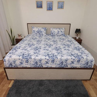 Bedsheet For Double Bed Include Pillow Covers Blue Floral Bliss Blue | Double Bed Sheets Soft Printed Bedding