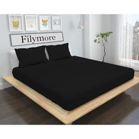 Filymore Plain Solid Black Double Bedsheet 240 Tc Made With Pure Microfiber Single Color Bedsheet For Double Bed With 2 Pillow Cover (Black) (Size 90X90 Inchs)