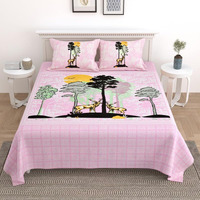 Kotts & Stitch Cotton Double Bed Bedsheet Set With 2 Pillow Covers | 210 Tc | 237X274 Cm | Jaipuri Deer Park