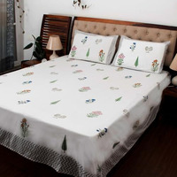 The Curio Street Premium Bedsheet With 2 Pillow Covers, Hand Block Printed, Pure & Soft Cotton, 300 Tc, King Size 90X108 Inches (For Double Bed), Floral Pattern, Multicolor