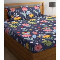 Tindler Knots Luxury 100% Glace Cotton Bedsheet For Double Bed King Size 300Tc Soft & Durable Bedding With 1 Fitted Sheet (72"X78") & 2 Pillow Covers (18"X28")  Wrinkle-Resistant, Machine Washable.