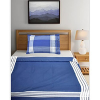 Tuni Mani Pure Cotton Bedsheet With Pillow Cover For Home/Hospitals, Size : 50" X 90" (Blue)
