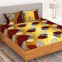 Story@Home Bedsheets For Double Bed | 150Tc | Pack Of 1 Double Bedsheet With 2 Pillow Covers, Mustard, Floral, Microfiber Bedsheet : 225X250 Cm Perfect For Home Decor & Festive Gifting