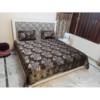 Deesak 500 Tc Abstract Chenille Velvet Double Bed King Size Bedsheet With 2 Pillow Covers Size- 90X100 Inch||Multi-4