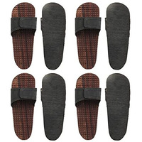 Karigar Creations Acupressure Slippers Unisex Wooden Relaxing Acupressure Foot Feet Massager Slippers Chappal For Good Health Natural Wood Color Brown Size Uk 8 (Pack Of 4)