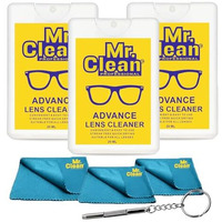 Mr. Clean Lens Cleaner 20Ml (Pack Of 3) With 3 Microfiber Cloths & Screwdriver | Streak-Free Cleaner For Eyeglasses, Sunglasses, Camera Lenses & Screens | Safely Removes Fingerprints, Dust & Oil.