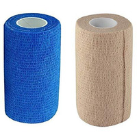 A-Tape Cohesive Crepe (10Cm X 4.5 Mtr, Pack Of 2) Elastic Self Adherent Crepe Bandage Breathable Self Adhesive Cohesive Bandage For Humans & Pets (Dogs, Cats, Birds) (10 Cm) (Blue & Beige)