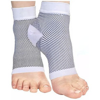 Compression Socks Open Toe | Bamboo Cotton Compression Socks Women | Ecosync | Nano Socks For Men Neuropathy | White | Ankle Support | Plantar Fasciitis | Foot & Ankle Swelling | Heel Pain | Injury Recovery