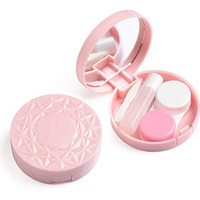 Vivid Vividvisionint Cute Mini Portable Contact Lens Case Container Kit With Mirror Tweezer Lens Stick And Solution Bottle Daily Useable Travelling Home Storage Easy To Carry Lenses Lc 3035 C Pink