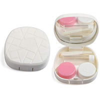 Vividvisionint Mini Portable Contact Lens Case Container Kit With Mirror Tweezer Applicator Stick And Solution Bottle Daily Usable In Travelling Portable Lenses Box Easy To Carry Lc 3038 B White