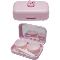 Vivid Portable Mini Contact Lens Case Travel Kit With Mirror, Tweezers & Remover Tool  Cute Design Eye Box Holder For Storage, Daily & Outdoor Use Lc-3059-Light Pink