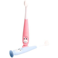 Kids Bunny Toothbrush With Soft Silicone Head, Blue And White, Stand-Up Base, Tooth Brush For Kids, Soft Bristle, With A Box Case (Pink And Blue, Standard)