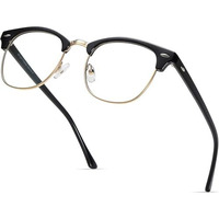 Black Jones Anti-Eyestrain Blue Light Blocking Glasses, Vintage Half Frame, Uv Clear Lens, For Computer Gaming, Women, Men Holi