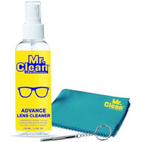 Mr. Clean Lens Cleaner 100Ml With 1 Microfiber Cloth & Screwdriver | Streak-Free Glass Cleaner For Eyeglasses, Sunglasses, Camera Lenses & Screens | Safely Cleans Fingerprints, Dust & Oil