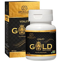 Ayuugain Vitality Gold Shilajit Capsule For Men Original, Stamina, Power, Energy, Strength, Immunity And Performance Booster Ayurvedic Testosterone Supplement For Men