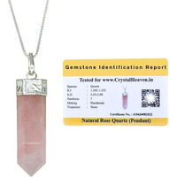 Certified Rose Quartz Pendant Necklace For Women - Original Pink Crystal Pendant For Women - Natural Healing Crystal Stone Necklace For Women With Authenticity Certificate (Cap Pendant)