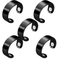 Ankev 2 Magnets Blood Sugar Control Ring 5 Pcs, Adjustable Magnetic Therapy Ring For Blood Sugar Management, Lymphatic Drainage, Pain Relief, Black Colour