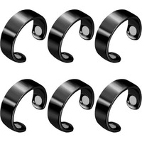 Ankev 2 Magnets Blood Sugar Control Ring 6 Pcs, Adjustable Magnetic Therapy Ring For Blood Sugar Management, Lymphatic Drainage, Pain Relief, Black Colour