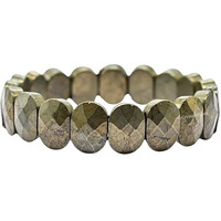 Certified Pyrite Bracelet For Women Men With Healing Crystal And Reiki Stone - Beautiful Gemstone Faceted Beaded Bracelet For Balance, Harmony & Positive Energy (Oval Stone)