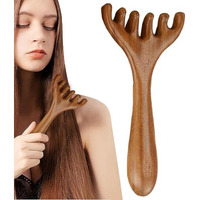 Flavoma Natural Wood 6-Finger Antler Hair And Scalp Massager | Wood Design Multifunctional Meridians Scalp Massage Gua Sha | Scalp Massage No Static Head Massager Tool Physical Therapy