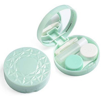 Vividvisionint Cute Mini Portable Contact Lens Case Container Kit With Mirror Tweezer Lens Stick And Solution Bottle Daily Useable Travelling Home Storage Easy To Carry Lenses Lc 3035 B Sea Green