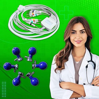 Otica Ecg Cable 10 Lead 4Mm Banana Type Pin Compatible With All Brands Ecg Machine (Non Screw Type, Cable+Chest Bulb)