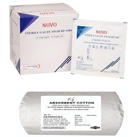 Nuvo Medsurg Sterile Gauze Swab 20 X 5 = 100 Pcs (10Cms X10Cms X12Ply) Type - 17 And Absorbent Cotton 30 Gms