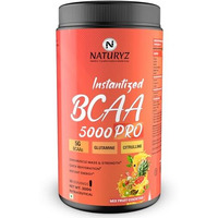 Naturyz Instantized Bcaa 5000 Pro |5G Vegan Bcaas | Glutamine | Citrulline | Electrolytes | 0 Added Sugar | Powerful Intra Workout Amino For Lean Muscle Growth, Strength, Quick Re-Hydration & Instant Energy - 300G(Mix Fruit Cocktail)