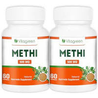 Methi 500 Mg, Pack Of 60 Capsules For Joint Support, 100% Natural, Ayurveda Herb, Health, Dietary, Herbal, Nutrition Supplements (Pack Of 2)