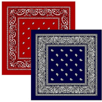 Dikhawa Unisex Cotton Bandana/Head Wrap/Wristband/Face Cover/Handkerchief For Men And Women (Red,Navy_50Cm X 50Cm_Pack Of 2)