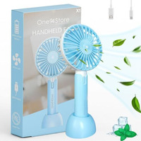 One94Store Portable Usb Fan  Rechargeable 1200Mah Battery, Up To 6 Hours Working Time, 3-Speed Modes, Compact & Lightweight With Usb Cable  Ideal For Home, Office & Travel (Blue)