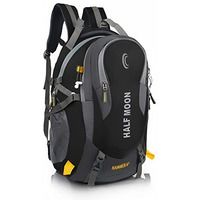 Half Moon 45L Hammer Waterproof 4 Compartment Rucksack Bags For Men/Trekking Bags For Men | With 17.3" Laptop Compartment & Rain Cover | For Trekking, Hiking, Travel Backpack For Unisex (Black)