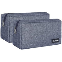 Alifiya Polyester Gadget Charger Pouch/Travel Organizer Pouch For Cables/Hard Disk/Charger (Grey - Pack Of 2)