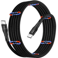 Magnetic Coiled Type C To Type C Cable, 65W / 3.1A Magnetic Coiled O-Magcable Nylon Braided For Laptops And Smartphones, Magcable Pd Technology, Qc 3.0 Charging - 1.2 Meter , Type C - Type C , Black