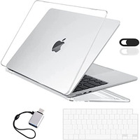 Eoocoo Hard Shell Case Compatible For 2025 2024 2022 Macbook Air 13.6 Inch M4 A3240 M3 A3113 M2 A2681,Retina Display&Touch Id,M2 M3 M4 Air 13" For Keyboard Cover&Camera Cover&Usb Type C Adapter-Clear