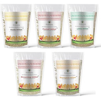 Krishiyug Unpolished 5 Millets Combo Pack Of Little Millet, Kodo, Foxtail, Barnyard And Browntop Millet 1Kg Each (Pack Of 5)