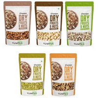 Yumful Premium Dry Fruits Combo Pack Of 5-1Kg (Each 200Gm) Healthy (Almonds + Cashew + Salted Pistachos + Raisins + Walnut) | Badam Kaju Pista Kishmish Akhrot Delicious Healthy Nuts