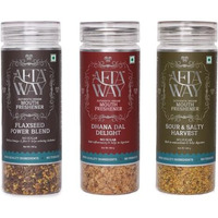 The Aftaway No Sugar Mukhwas Combo 440Gm - Sour & Salty Harvest, Flaxseed Power Blend, Dhana Dal Delight, Traditional Indian Mouth Fresheners, After-Meal Refreshment & Party Perfect (Pack Of 3)