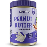 Nutzies - White Chocolate Peanut Butter Crispy | 500G | Low Sugar | 24G High Protein | Roasted Peanuts | No Artificial Sweeteners | No Palm Oil | Gluten Free | No Preservatives | 100% Natural (500G Pack)