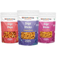 Promunch Soya Sticks (Chatpata Masala, Cream Onion) | Soya Chips (Peri Peri) | Crispy Snacks | Namkeen Savoury Chips | No Palm Oil And Maida | - 30G Pack Of 3