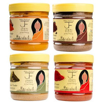 Jyoti Foods Indian Daily Spice Kit | Turmeric, Red Chilli, Coriander & Garam Masala | Stone-Ground & Aromatic | Pure & Natural | Free Spoon Inside | A MotherS Best Friend (Each 100Gm, Pack Of 4)
