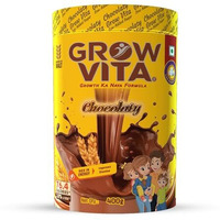 Grow Vita Growth Ka Naya Formula Delicious, Nutritious Malt Base Milk Food, Essential Nutrients Available, Flavours Drink. Chocolate Low Added Sugar Flavours. 400Gm