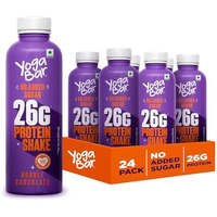 Yogabar Double Chocolate Protein Milk Shake, 26G Protein, No Added Sugar, 24 Pack