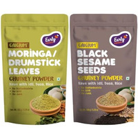 Early Foods : Pack Of 2 Black Sesame & Moringa Chutney Powder | South Indian Til Idli Chutney Powder | Drumstick Leaves Chutney Powder | Molaga Podi | Gunpowder Podi, Perfect For Idli Dosa Roti & Rice 150 Gms X 2