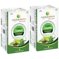 Roots & Stems Tulsi Tea | Instant Premix Extract Powder With Probiotic Herbal Tea | For Cold, Cough & Immunity | 60G (3Gx20 Sachets) Pack Of 2