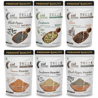 Gourmet Health Impressions Superior Grade Ghi Spices | Whole Black Pepper 100G | Whole Clove 50G | Whole Green Cardamom 8Mm+ 50G | Black Pepper Powder 75G | Cinnamon Powder 75G | Cardamom Powder 75G | Net Weight 425G