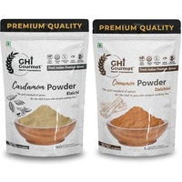 Gourmet Health Impressions Superior Grade Idduki Cardamom Powder And Cinnamon Powder Spice Combo Pack, Natural Flavours For Sweet Baking | Cardamom Powder 75G | Cinnamon Powder 75G | Net Weight 150G