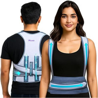 Pluxo Posture Corrector For Women And Men  Adjustable Posture Corrector Belt For Back Support, Spine Alignment & Pain Relief  Comfortable & Lightweight For Relaxed Use | Waist Size 28-42 Inches